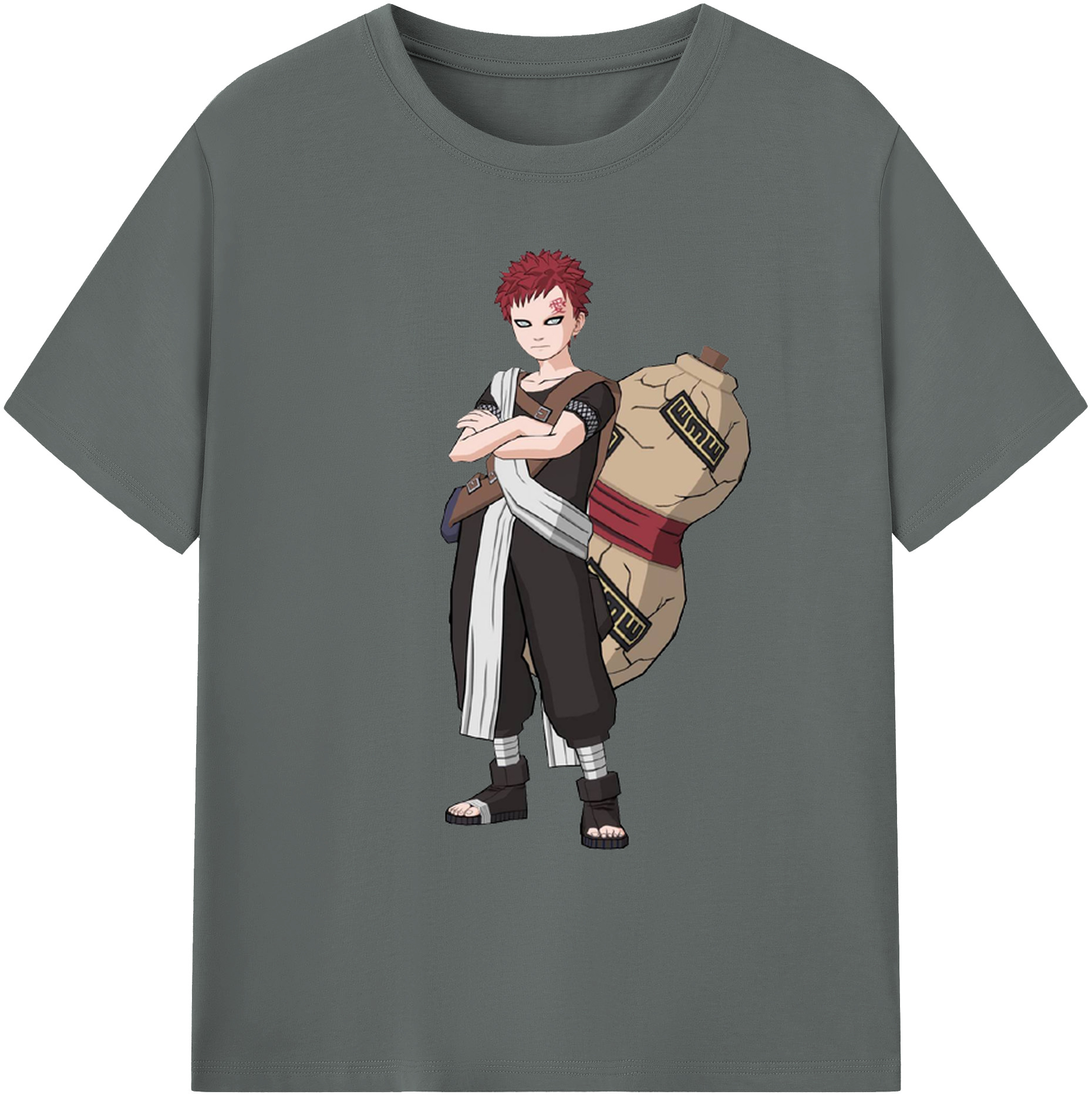 （画像用） NARUTO -ナルト- ガアラ Gaara 綿100％ メンズ半袖Tシャツ｜肌触りやわらか＆通気性